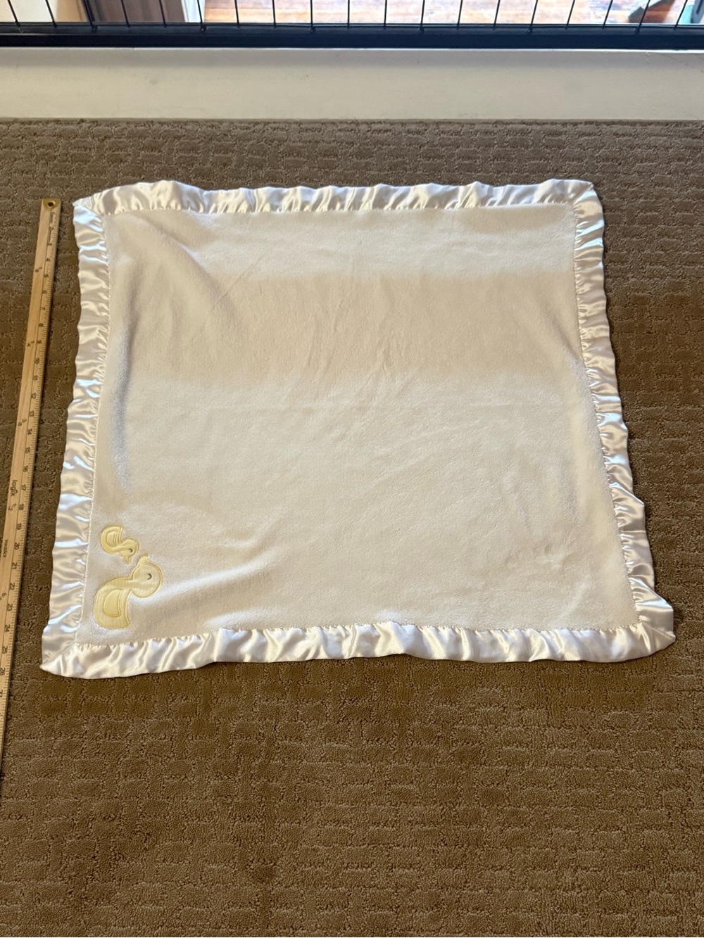 Carter's Baby Blanket White Yellow Duck Satin Trim Fleece Plush Lovey